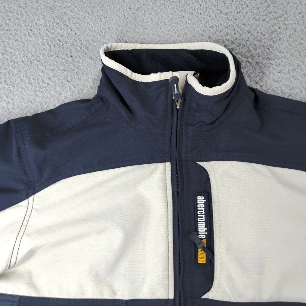 Abercrombie & Fitch Jacket Mens Medium Blue White 1892 Mountain Outerwear Zip-Up